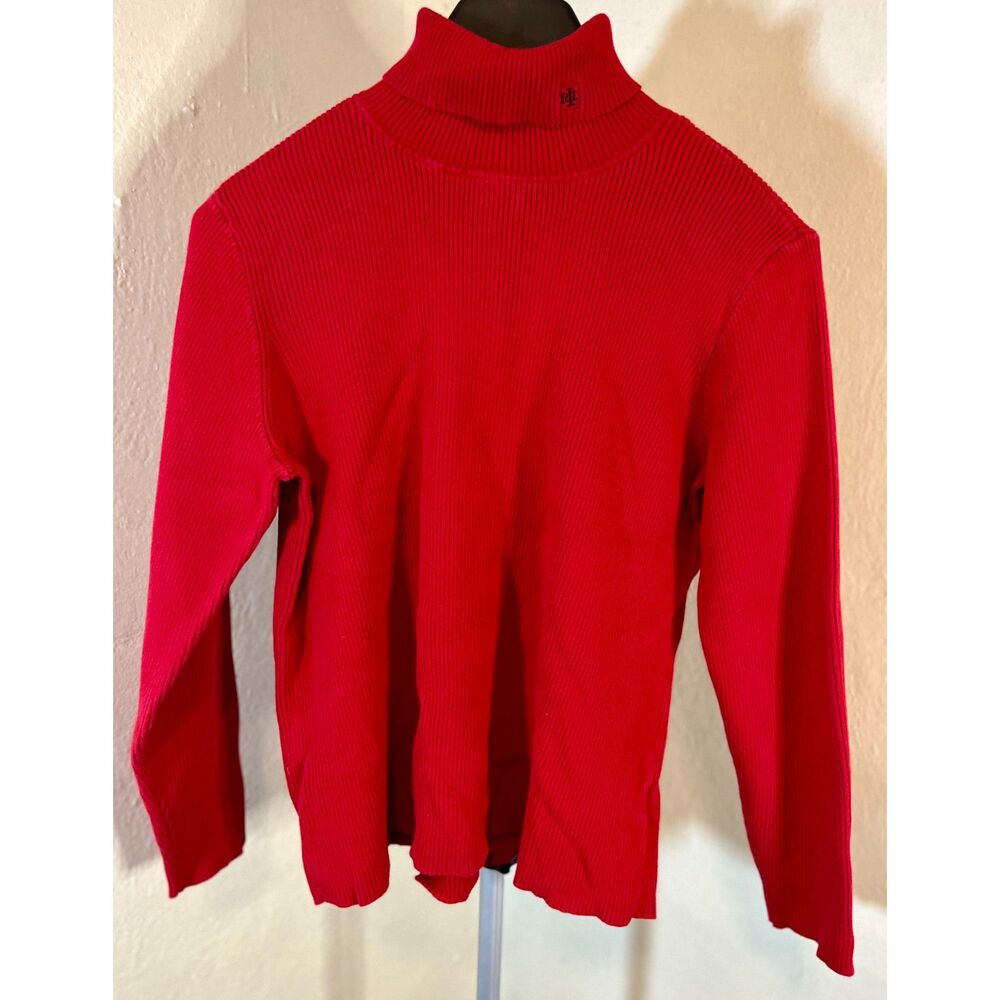 Women's Ralph Lauren Vintage Red Turtleneck XL 100% Cotton